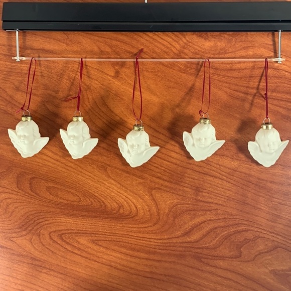 Vintage Porcelain Angels Christmas Holiday Tree Ornaments - set of 5 - Picture 2 of 11